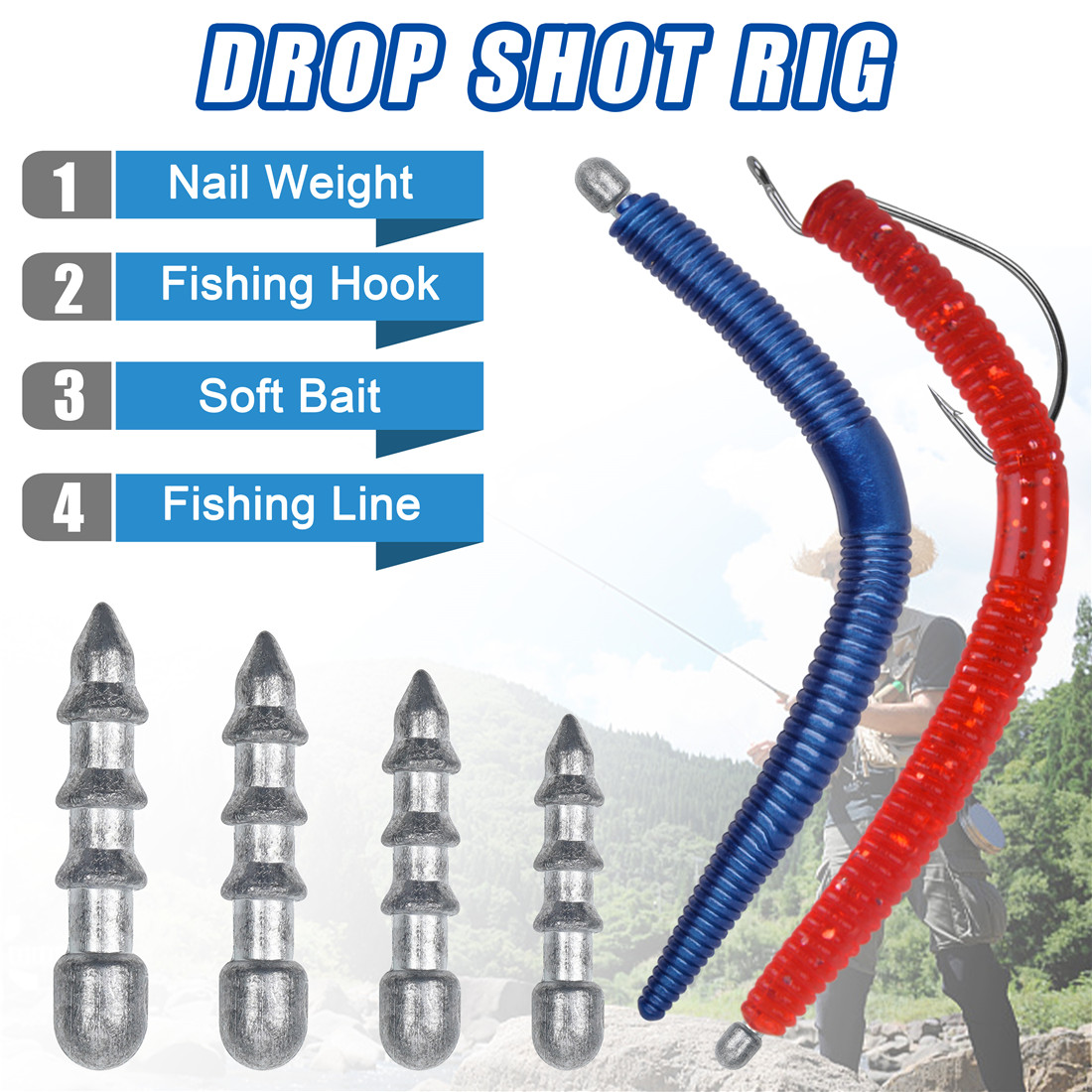 60PCS Nail weights Worm Fishin - Fishing Equipment Tackle recension och pris